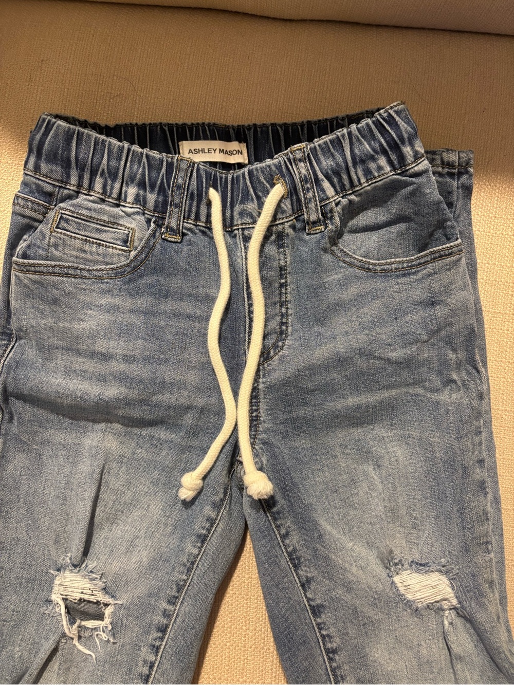 Ashley Mason Light Blue Skinny Jeans with Drawstring
